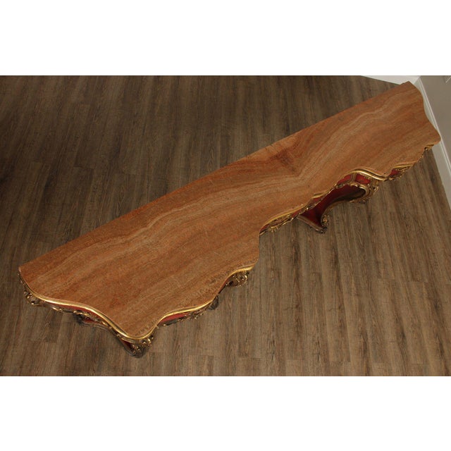 Rococo Italian Rococo Style Long Marble Top Console Table For Sale - Image 3 of 18