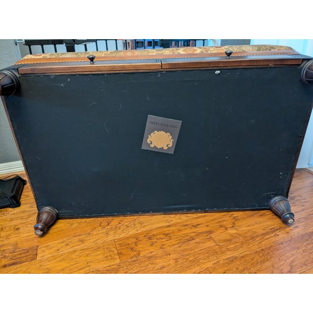 2004 Hancock & Moore Kilim & Leather Storage Ottoman With Drawers For Sale - Image 9 of 10