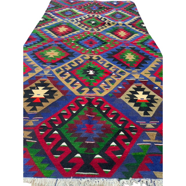 Tribal Vintage Denizli Handwoven Textile Art, 10x6 Large Anatolian Tribal Flatweave, Pristine Wool Tapestry, Archive Heirloom Decor For Sale - Image 3 of 9