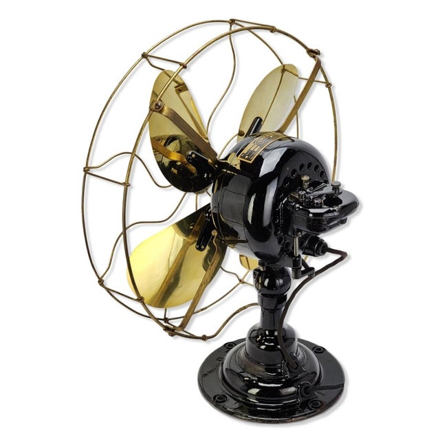 Emerson Circa 1912 Emerson Type 16648 Lever Oscillating Desk Fan For Sale - Image 4 of 9