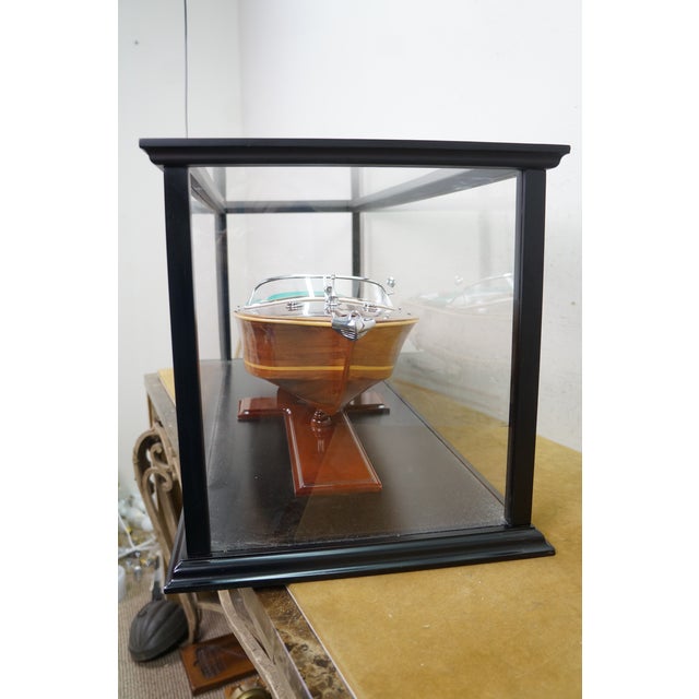 Brown Vintage Riva Aquarama Hardwood Runabout Speed Boat Model Display Case 40" For Sale - Image 8 of 15