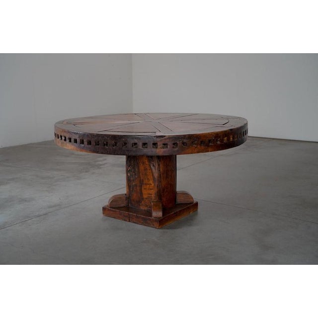 Rustic Rustic Brazilian Round Dining Table, Brazil, 1970s For Sale - Image 3 of 12