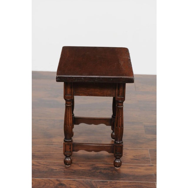 Petite Italian Walnut Side Table with Single Drawer and Fluted Legs, circa 1870 For Sale - Image 11 of 11