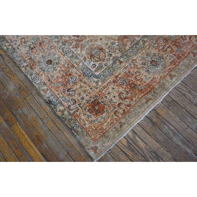 Ivory Fantastic Ivory Ground Color With Soft Color on Allover Design Antique Persian Kirman Rug For Sale - Image 8 of 8