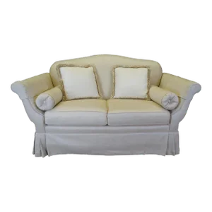 Late 20th Century Vintage French Knole Style Silk Down Filled High Arm Settee