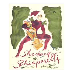 1949 Mid-Century French Schiaparelli Perfume Advertisement Print, Shoking, Matted