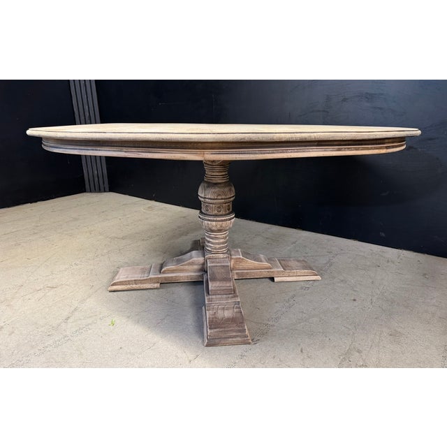 Large Farmhouse Round Dining Table in Oak, 1940 For Sale - Image 14 of 18