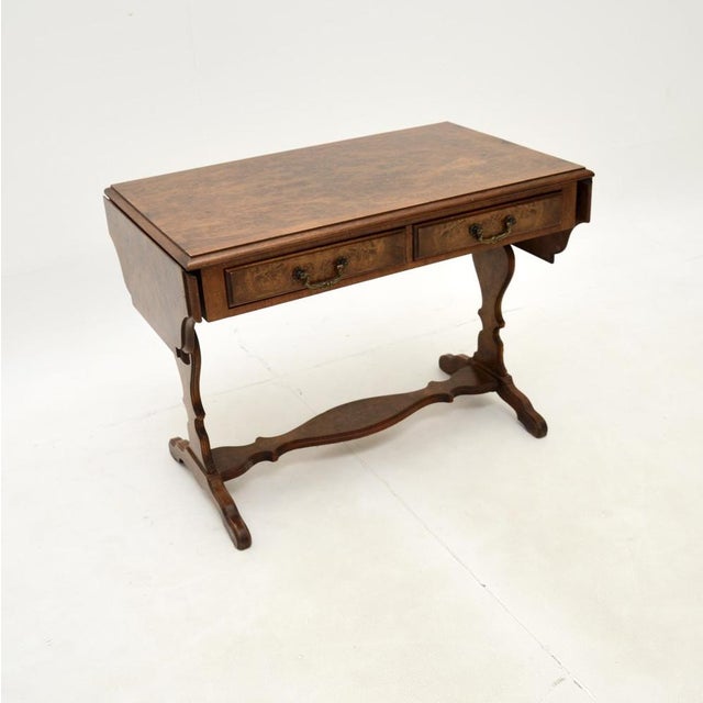 Antique Burr Walnut Drop Leaf Coffee Table, 1930s For Sale - Image 3 of 12