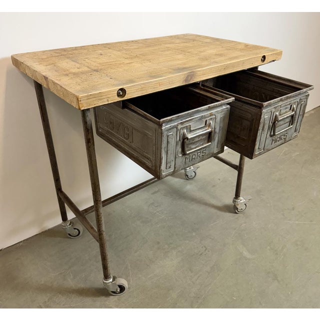 Vintage Industrial Worktable on Wheels, 1960s For Sale - Image 15 of 18