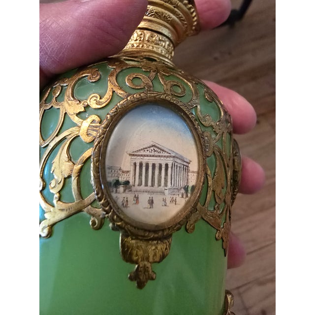 Antique Orientalist Jade Opaline Glass Perfume Bottle For Sale - Image 10 of 11
