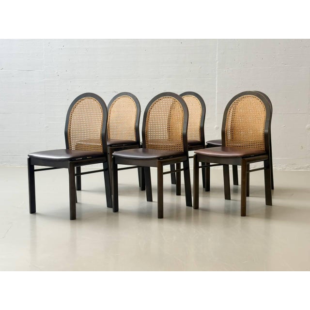 Chairs with Wicker and Leather Seats by Dietiker, 1980s, Set of 6 For Sale - Image 16 of 16