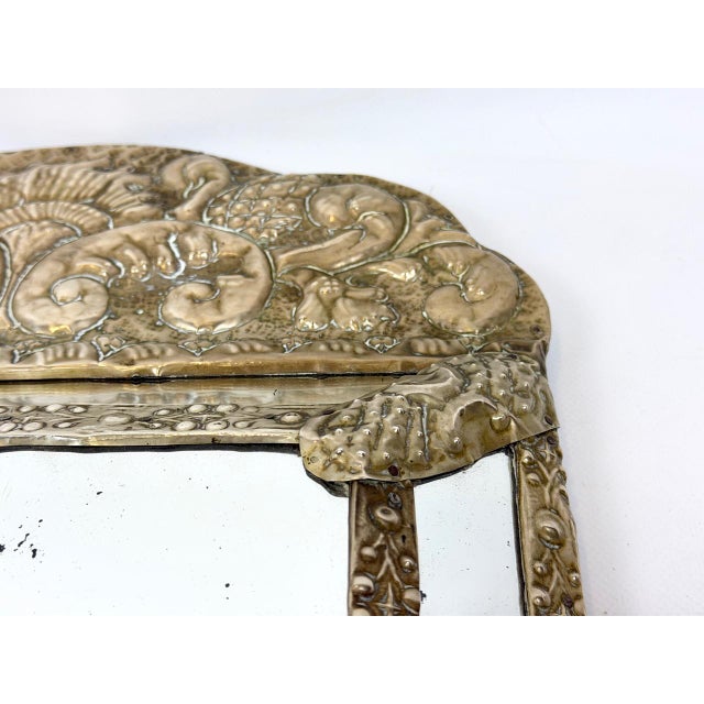 Antique Repousse Faceted Vanity Mirror, 1890s For Sale - Image 9 of 13