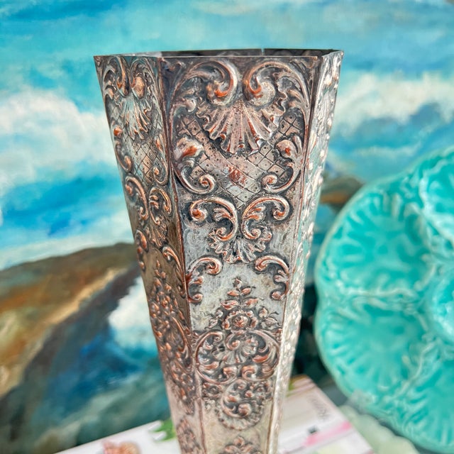 Vintage Repousse Silverplate Flute Vase by Barbour Silver Co. For Sale In San Antonio - Image 6 of 12