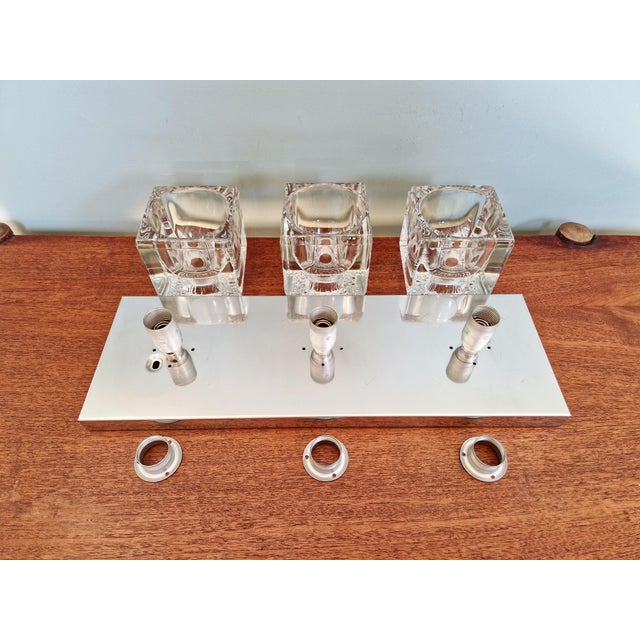 Ice Cube Triple Wall Light in Chromed Metal and Glass from Peill & Putzler, 1970 For Sale - Image 17 of 18