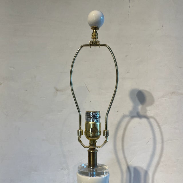 Mid-Century Modern White Proclain Lamp For Sale - Image 3 of 6
