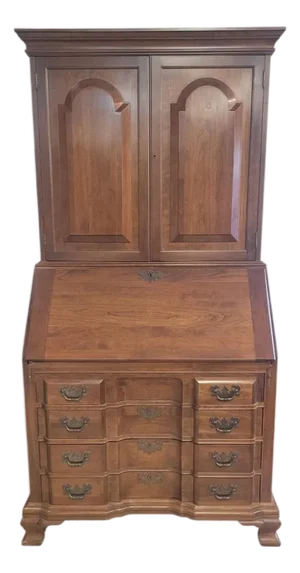 Late 20th Century Chippendale Block Front Blind Door Secretary Desk