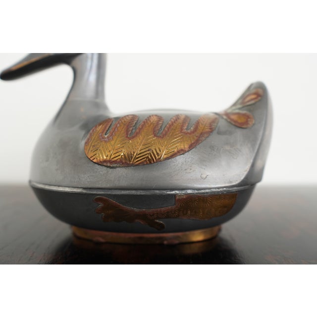 Vintage Mixed-Metal Duck Trinket Box For Sale - Image 14 of 18