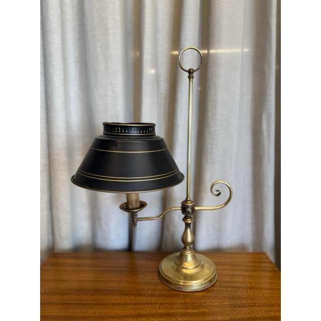 Antique French Bouillotte Tole & Brass Lamp For Sale - Image 4 of 6