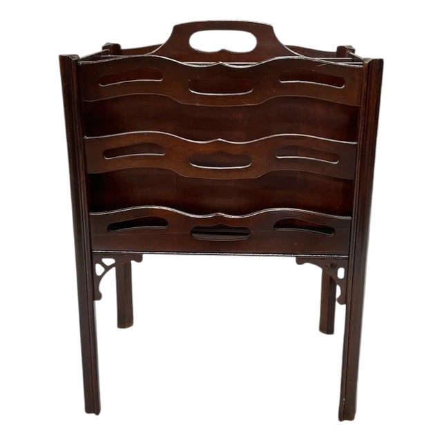 Mid Century Mahogany Tall Magazine Rack, Made by Butler For Sale