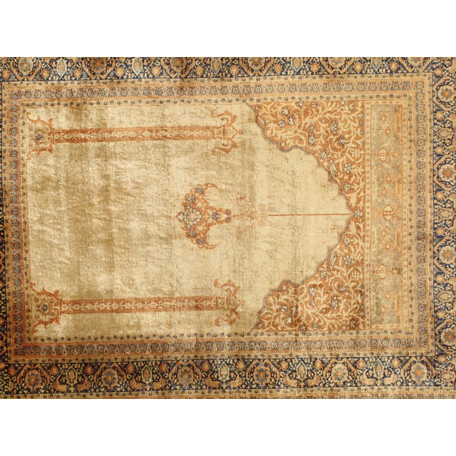 Pasargad DC Antique Handmade Pure Silk Tabriz Rug For Sale - Image 4 of 8