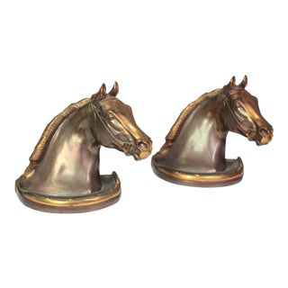 1940s Signed Bronze Equestrian Horse Bookends - a Pair For Sale