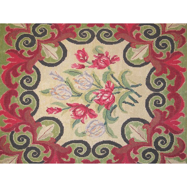 1880s Multicolor Floral Antique French Needlepoint Rug 11'10" X 14' Flatweave Wool Carpet For Sale In New York - Image 6 of 6