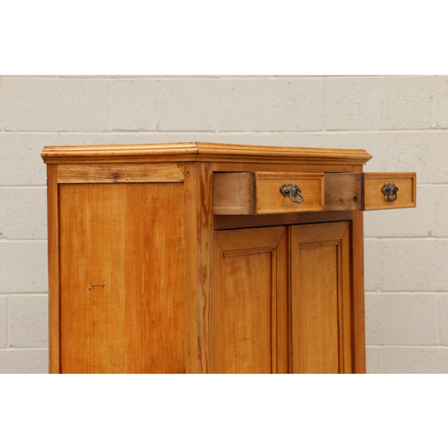 Wood Antique Pine Vertiko Cabinet | Late 19th Century Solid Wood Cupboard With Drawers & Shelves | Rustic European Storage Cabinet For Sale - Image 7 of 18