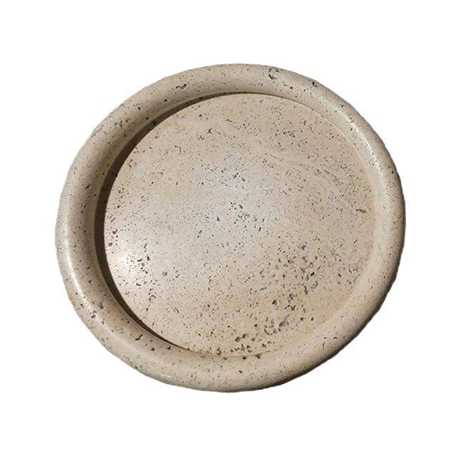 Italian Travertine Dish by Pier Alessandro Giusti, Egidio Di Rosa for Up & Up, 1970s For Sale
