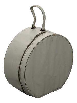 White and Red Vinyl Hat Box with Handle, 1960s