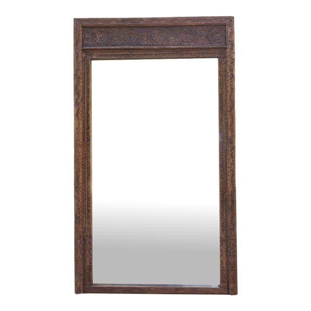 Open Lotus Monumental Antique Floor Mirror For Sale