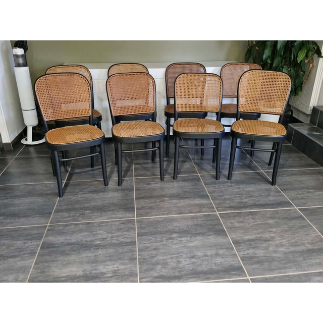 Vintage Model 811 Chair by Joseph Hoffmann, 1990, Set of 8 For Sale - Image 3 of 12