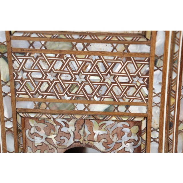 Late 19th Century Pair of Large Antique Ottoman Moorish Abalone, Mother-of-Pearl and Bone Inlaid Pedestals, Circa 1880 For Sale - Image 5 of 13