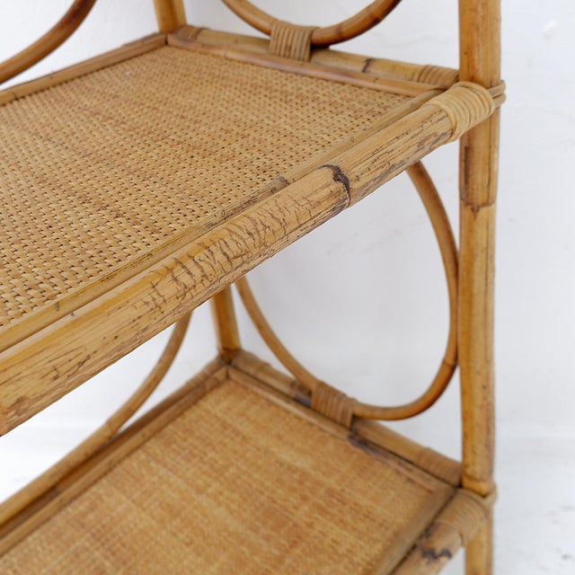 Vintage Bohemian Style Three-Tier Rattan Shelf, 1960s For Sale - Image 6 of 15