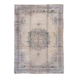 Antique Zabihi Collection Gray Turkish Oushak Rug - 9'3" x 13'3" For Sale