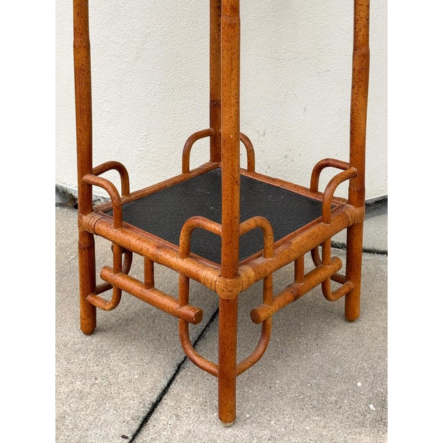 Bamboo Planter Stand Vintage Hollywood Regency Chinoiserie Tall Coastal For Sale - Image 9 of 14