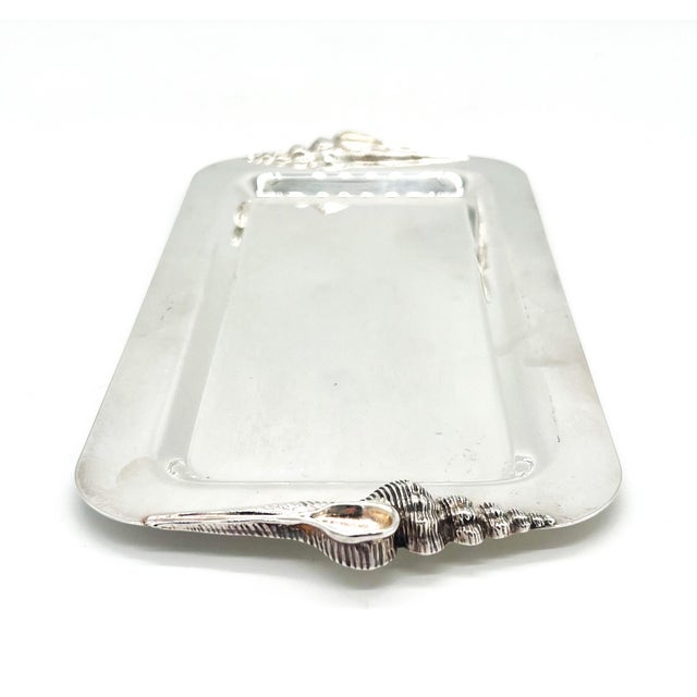 Silver Vintage Gorham Silverplate Shell Handle Serving Tray — Coastal / Hollywood Regency For Sale - Image 8 of 10
