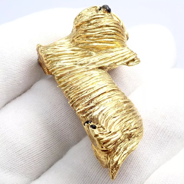 Gold Vintage Tiffany & Co. Yellow Gold Enamel Dog Terrier Brooch Pin 1960's For Sale - Image 8 of 11