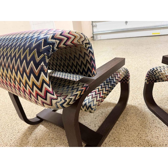 Mid-Century Modern Missoni-Style Home Zigzag Lounge Chairs (Pair) -- Mint Condition For Sale - Image 3 of 13