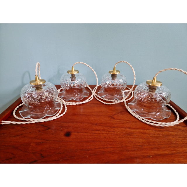Scalloped Clear Crystal Pendant Light, 1890s For Sale - Image 10 of 11
