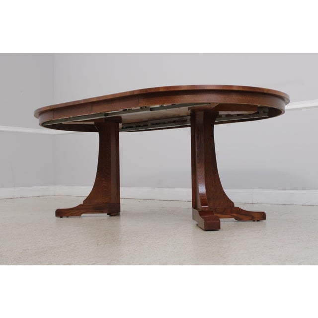 Stickley Mission Oak Round Pedestal Dining Table For Sale - Image 11 of 18