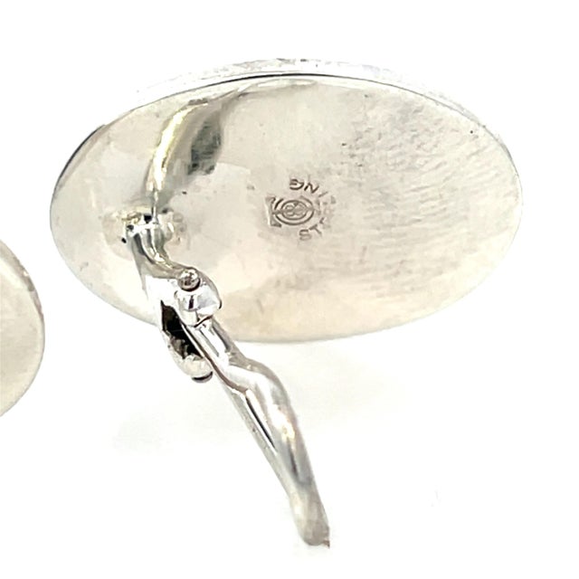 1990s Tiffany & Co Estate Natural Hematite Cabochon Earrings Sterling Silver, 2 Pieces For Sale - Image 10 of 12