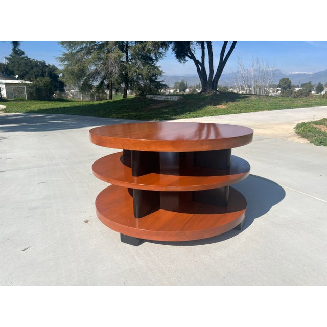 Brown Saltman Mid Century Modern 1940s Art Deco Brown Saltman Layer Circle Coffee Table Restored For Sale - Image 4 of 5