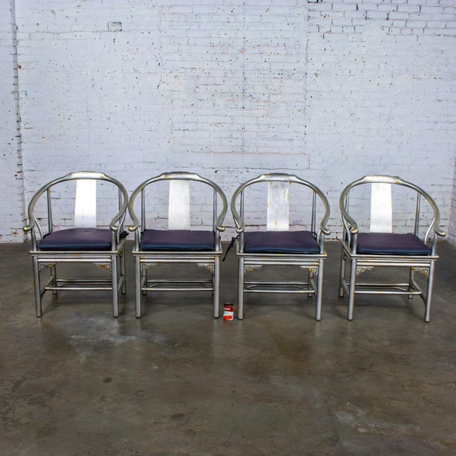 Late 20th Century Ming Treasures Yoke Back Gold/Silver Leaf Dining Chairs by Drexel Heritage Set of 4 For Sale - Image 18 of 18