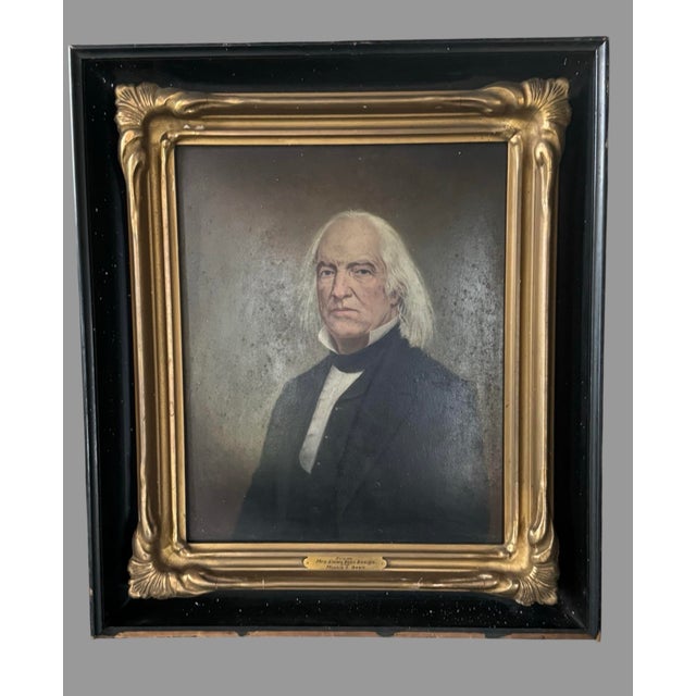 Black Antique 19th C Oil Portrait Painting Signed Victorian Gilt Shadow Box Frame For Sale - Image 8 of 8