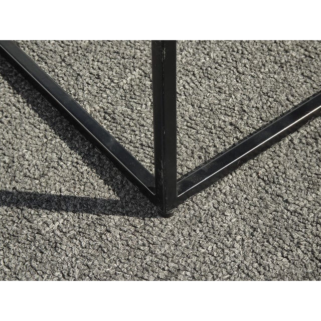 Black Bench With Leather Seat Stool W Metal Frame #2 For Sale - Image 11 of 12