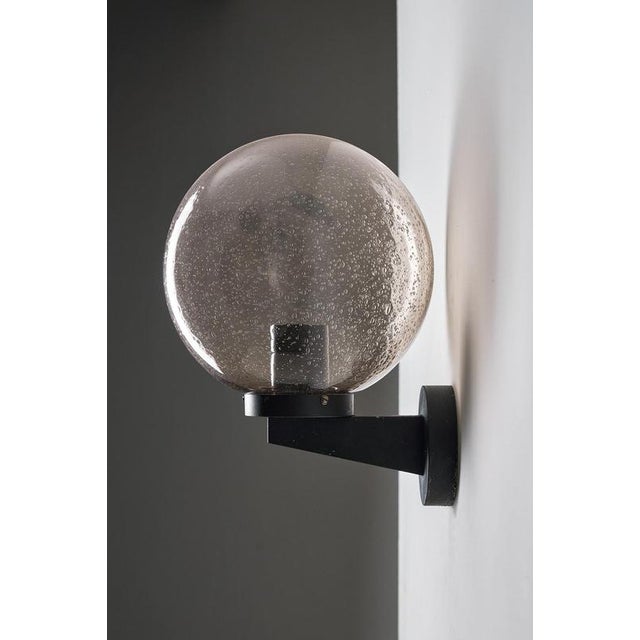 Boom Outdoor Wall Lamp with Smoked Bubble Glass Sphere from Bega, 1970s For Sale - Image 3 of 5