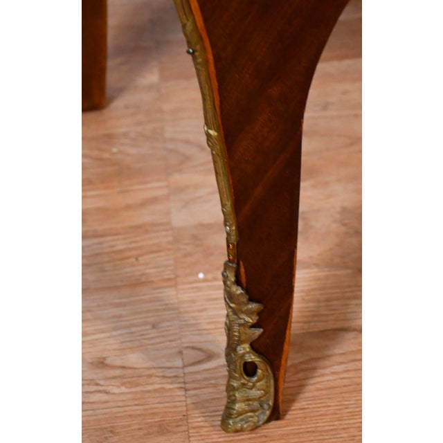 1930s French Louis XV Walnut & Marble Top Commode / Dresser / Chest of Drawers For Sale - Image 6 of 17