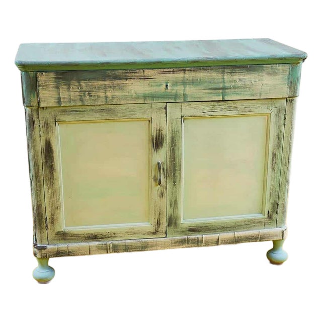 Handcrafted Pastel Green Sideboard For Sale