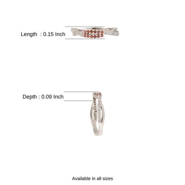 Orange Sapphire & Diamond Twist Shank Ring in Solid Silver, Size 7.5 For Sale - Image 12 of 15
