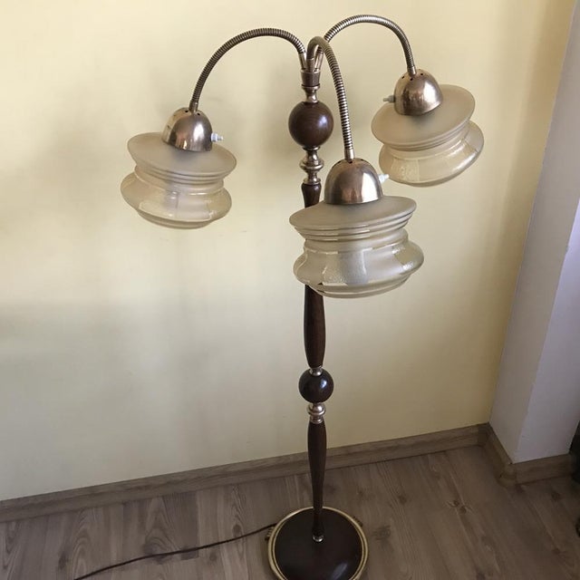 Three-Armed Floor Lamp with 3 Light Points Glass Lampshades, 1960s For Sale - Image 4 of 18